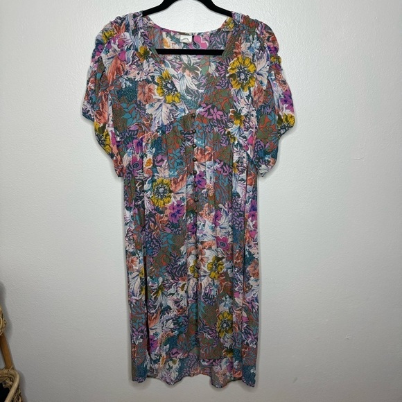 Anthropologie Womens XS Akemi + Kin Multicolor Valencia Floral V Neck Dress - Picture 5 of 16